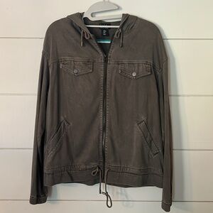 Nicole Miller brushed twill hooded jacket